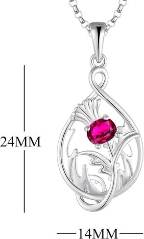 JO WISDOM Scottish Thistle Necklace,925 Sterling Silver Celtic Scotland Flower Outlander Pendant Necklace with Oval 4 * 5mm 3A Cubic Zirconia,Jewelry for Women in Saudi Arabia