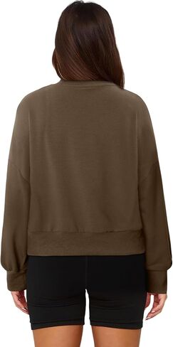 CRAZY GRID Womens Fashion Full Zip Up Sweatshirt Comfy Long Sleeve Cropped Gym Top Solid Color Outfits with Pockets in Saudi Arabia