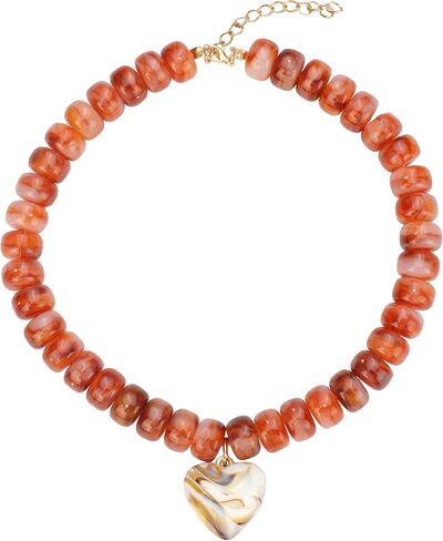 ميزة ملونة بالخرز ببيان بوهو مختنقات قلادة قلب وردي أخضر أصفر أزياء المجوهرات in Kuwait