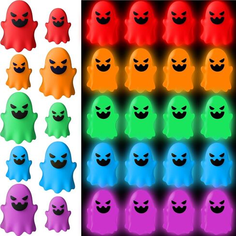 50 Pcs Halloween Glow in The Dark Mini Ghost Figurines, Halloween Treats Non Candy Gifts for Pumpkin Bucket, Luminous Tiny Ghost for Trick or Treat, Hide and Seek Party Favor, Spooky Decor in Saudi Arabia