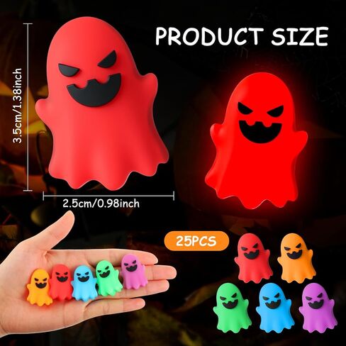 50 Pcs Halloween Glow in The Dark Mini Ghost Figurines, Halloween Treats Non Candy Gifts for Pumpkin Bucket, Luminous Tiny Ghost for Trick or Treat, Hide and Seek Party Favor, Spooky Decor in Saudi Arabia