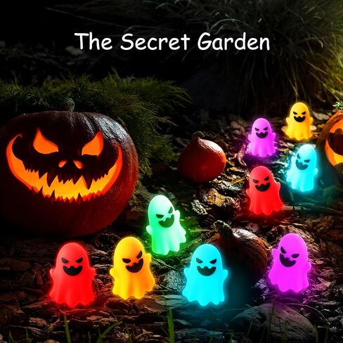 50 Pcs Halloween Glow in The Dark Mini Ghost Figurines, Halloween Treats Non Candy Gifts for Pumpkin Bucket, Luminous Tiny Ghost for Trick or Treat, Hide and Seek Party Favor, Spooky Decor in Saudi Arabia