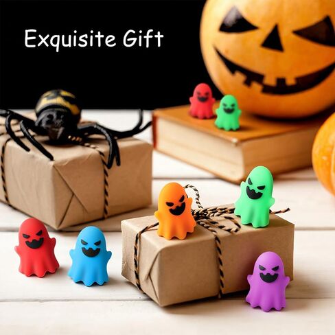 50 Pcs Halloween Glow in The Dark Mini Ghost Figurines, Halloween Treats Non Candy Gifts for Pumpkin Bucket, Luminous Tiny Ghost for Trick or Treat, Hide and Seek Party Favor, Spooky Decor in Saudi Arabia