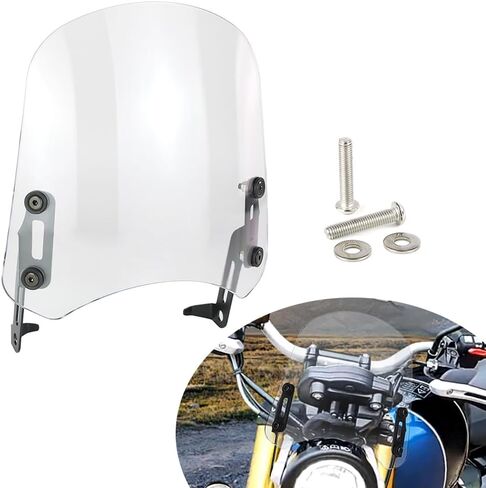 الزجاج الأمامي Xitomer متوافق مع Scrambler 400X 2024 Bonneville Scrambler 1200 XE XC BE 2019 2020 2021 2022، السرعة 400 2024، الزجاج الأمامي للدراجات النارية مع دعامة (شفاف) in Saudi Arabia