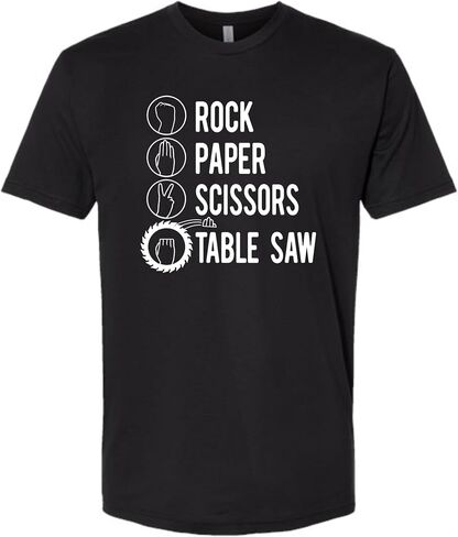 Go All Out Rock Paper Scissors Table Saw Funny Carpenter Gift Mens Women Deluxe Soft T-Shirt in Saudi Arabia