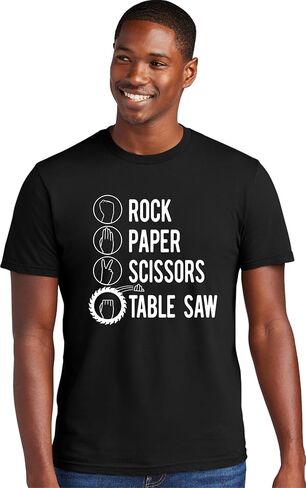 Go All Out Rock Paper Scissors Table Saw Funny Carpenter Gift Mens Women Deluxe Soft T-Shirt in Saudi Arabia
