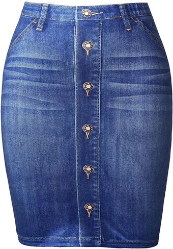 Women's Stretch Fake Denim Style Bodycon Pencil Mini Skirt in Saudi Arabia