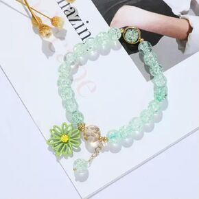 Fashion Daisy Sunflower Crystal Beads Pendant Bracelet Charm Wedding Women Gift-Flower-White in Saudi Arabia