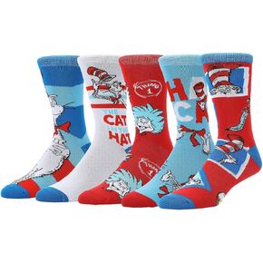 Bioworld The Cat In The Hat Colorful Mens 5-Pack Casual Crew Socks in Kuwait