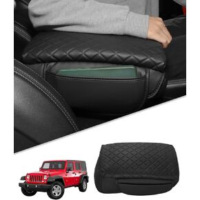 for 2024 Jeep Wrangler JL 2018-2023 Center Console Cover for Jeep Gladiator JT 2020-2023 Armrest Cover Jeep Accessories Black with Pockets PU Leather Upgrade in Kuwait