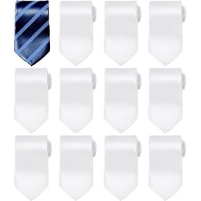 Grevosea 12 Pack Men's White Sublimation Ties- Premium Solid Color Polyester Neckties, 3.15"/8CM Wide Neckwear Tie for Weddings Business and Formal Occasions - Customizable for Unique Style in Saudi Arabia