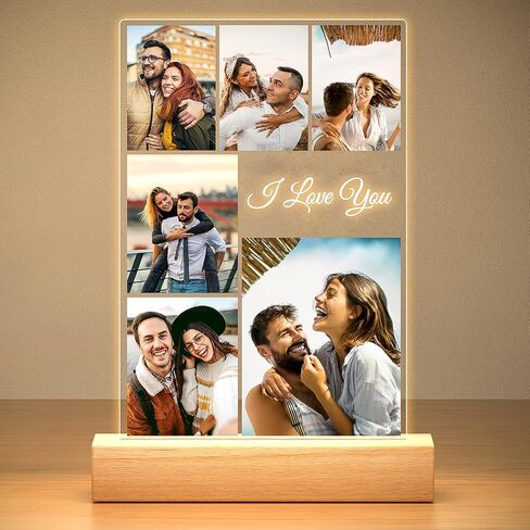 Custom Picture Frames, Personalized Photo Frame with Night Light, Customized Photo Frame, Personalized Anniversary Birthday Gifts for Women Men Him Her Couple in Saudi Arabia