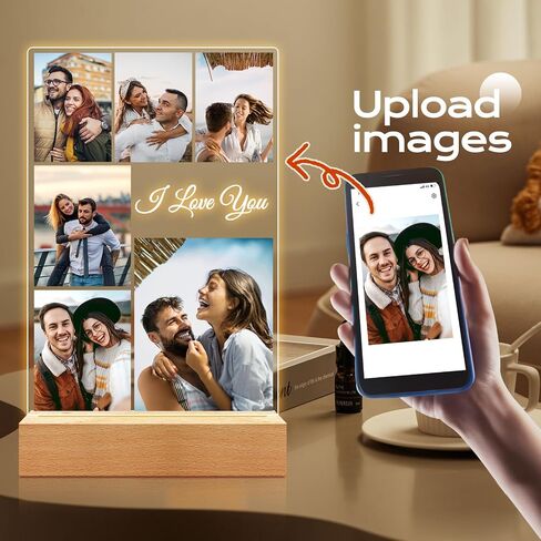 Custom Picture Frames, Personalized Photo Frame with Night Light, Customized Photo Frame, Personalized Anniversary Birthday Gifts for Women Men Him Her Couple in Saudi Arabia