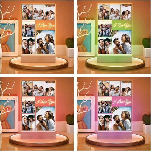 Custom Picture Frames, Personalized Photo Frame with Night Light, Customized Photo Frame, Personalized Anniversary Birthday Gifts for Women Men Him Her Couple in Saudi Arabia