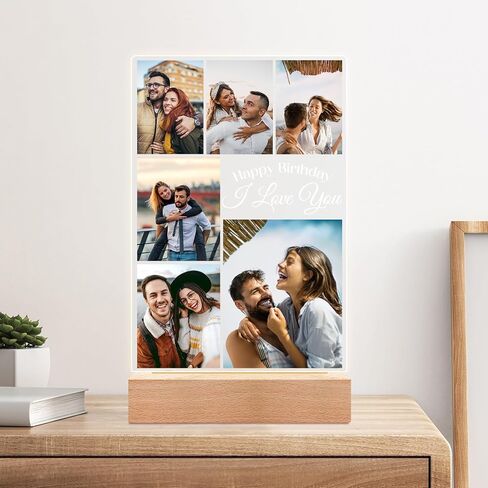 Custom Picture Frames, Personalized Photo Frame with Night Light, Customized Photo Frame, Personalized Anniversary Birthday Gifts for Women Men Him Her Couple in Saudi Arabia