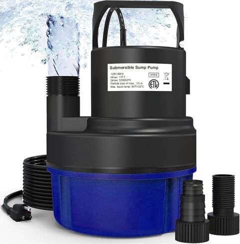 مضخة مياه غاطسة AgiiMan 1/2 HP، مضخة مستنقع محمولة 2200 GPH لتصريف حمام السباحة، مضخة غطاء حمام السباحة مع سلك طاقة 25 قدمًا للأقبية ونوافير حمام السباحة وحديقة حوض الاستحمام الساخن، أصفر in Kuwait