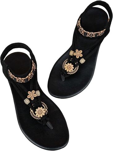 GORGLITTER Women's Floral Boho Flat Sandals Ankle Strap Thong Toe Dressy 2025 Flip Flops Slide Shoes in Saudi Arabia
