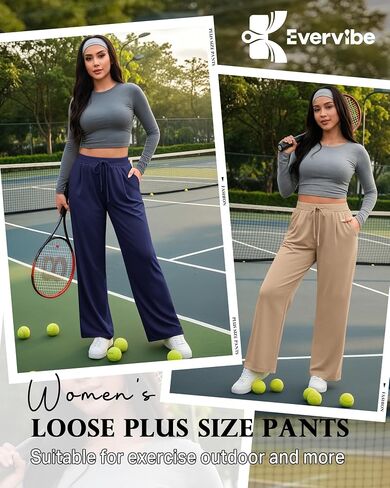 3 Pack Women's Plus Size Wide Leg Yoga Pants, Drawstring Lounge Sweatpants Loose Casual Workout Pants with Pockets in Saudi Arabia