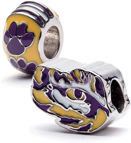 Louisiana State University Charm | LSU Tigers - Tiger Eye Bead and Tiger Paw Charm | Officially Licensed Louisiana State University Jewelry | LSU Gifts | LSU Football | Stainless Steel in Saudi Arabia