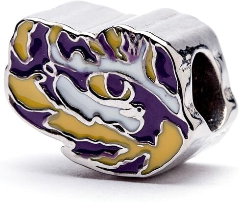 Louisiana State University Charm | LSU Tigers - Tiger Eye Bead and Tiger Paw Charm | Officially Licensed Louisiana State University Jewelry | LSU Gifts | LSU Football | Stainless Steel in Saudi Arabia