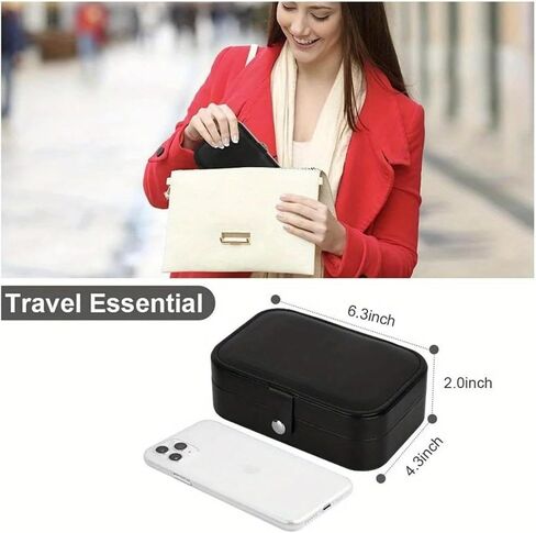 Stylish 2-Layer Canvas Mini Portable Travel Jewelry Organizer Box, Ideal for Earrings, Rings, Necklaces, Bracelets in Saudi Arabia