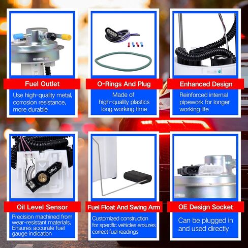 Fuel Pump Assembly Compatible with 2004-2007 Chevy Silverado 1500 2500 & GMC Sierra 1500 2500 with Sensor & Sending Unit Replaces OE E3609M MU1314 FG0383 in Saudi Arabia