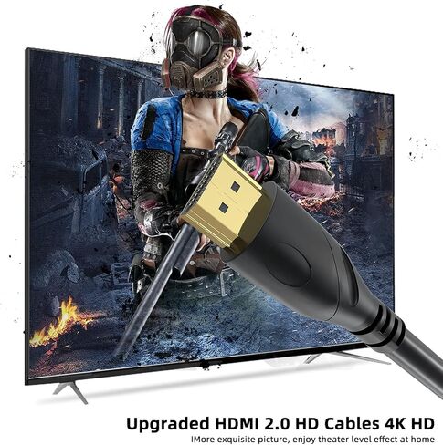 كابل HDMI فائق السرعة من Acuvar بطول 35 قدمًا مطلي بالذهب 4K @ 60 هرتز، فائق الدقة، 1080P & ARC متوافق مع الكمبيوتر المحمول، كمبيوتر الألعاب، الشاشة، PS5، PS4، Xbox X، One، Fire TV، Apple TV، ROKU، Soundbar والمزيد in Kuwait