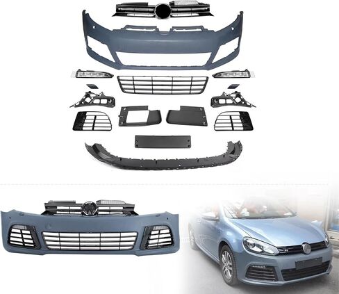 غطاء المصد الأمامي الكامل ومجموعة الشبكة مع الستارة وأضواء الضباب تناسب طراز 2012 2013 VW Golf 6 R20 in Saudi Arabia