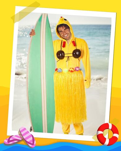 3 Pcs Halloween Chicken Costume Accessories Unisex Flannel Pajamas Coconut Shell Bra and Yellow Grass Skirt in Saudi Arabia