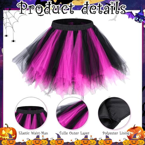 4 Pcs Halloween Witch Costume Set for Women, Halloween Witch Hat Tutu Skirt Striped Knee High Socks Arm Warmers Set for Adult Women Cosplay Carnival Party Favors Black, Rose Red in Saudi Arabia