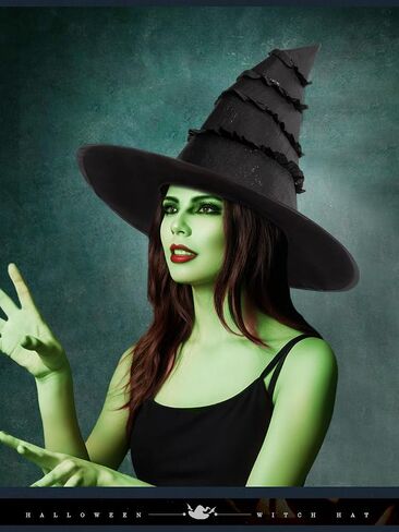 قبعة ساحرة الهالوين، قبعات ساحرة سوداء، قبعات Elphaba لأزياء الهالوين، مستلزمات الحفلات in Kuwait
