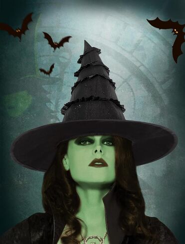 قبعة ساحرة الهالوين، قبعات ساحرة سوداء، قبعات Elphaba لأزياء الهالوين، مستلزمات الحفلات in Kuwait