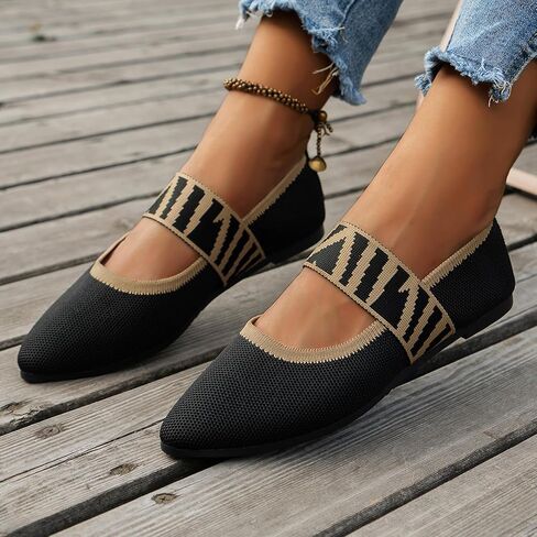 Women's Flats Shoes Pointed Toe Knit Casual Ballet Flats Comfortable Dressy Mary Jane Flat Office Work Dress Shoes in Saudi Arabia