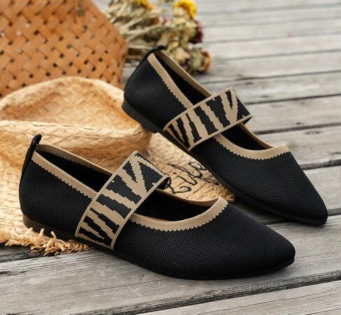 Women's Flats Shoes Pointed Toe Knit Casual Ballet Flats Comfortable Dressy Mary Jane Flat Office Work Dress Shoes in Saudi Arabia