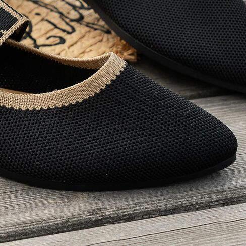 Women's Flats Shoes Pointed Toe Knit Casual Ballet Flats Comfortable Dressy Mary Jane Flat Office Work Dress Shoes in Saudi Arabia