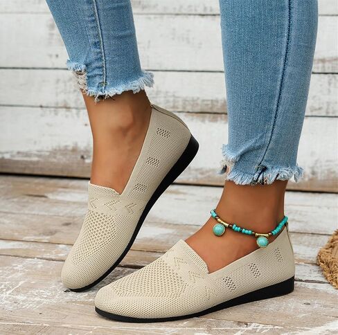 Women's Ballet Flats Knit Dress Shoes Comfortable Casual Dressy Shoes Work Flat Round Toe Slip On Ballerina Flats for Women in Saudi Arabia