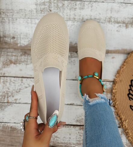 Women's Ballet Flats Knit Dress Shoes Comfortable Casual Dressy Shoes Work Flat Round Toe Slip On Ballerina Flats for Women in Saudi Arabia