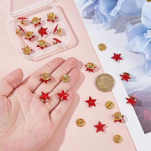 SUPERFINDINGS 20 قطعة من دبابيس بروش نجمة سبيكة 2.5 سم دبوس شارة نجمة طية صدر السترة دبوس يوليو التذكاري للنجوم دبابيس بروش خماسية مدببة لتزيين أزياء المحاربين القدامى في الرابع من يوليو in Saudi Arabia