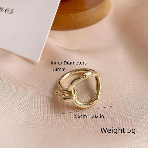 Dtja Round Love Knot Silk Scarf Ring Brooch for Women Girls Minimalist Small Geometric Fashion Chic Shawl Scarves Buckle Wrap Clip Comfort Fit Finger Ring Size 8 Decoration Jewelry Gift in Saudi Arabia