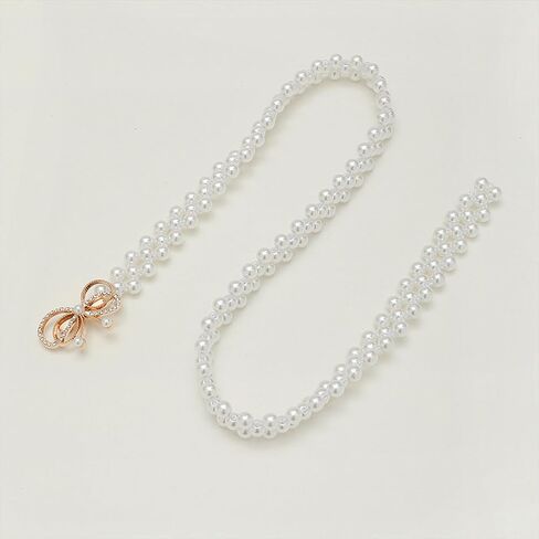 Rhinestone Pearl Elastic Waist Belt Luxury Bow Belt Dress Crystal Waist Strap, Crystal Bowknot Pearl Waistband for Women and Girls in Saudi Arabia