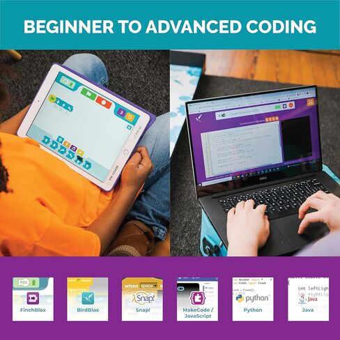 Birdbrain Finch Robot 2.0 مع Microbit - لعبة الترميز الجذري الروبوت للأطفال والبالغين - تعلم لغات الترميز الثدي و 8 - مجموعة روبوتات قابلة للبرمجة - التحكم عن بُعد وتطبيق يسيطر عليها | تتراوح أعمارهم بين 5-16 in Kuwait