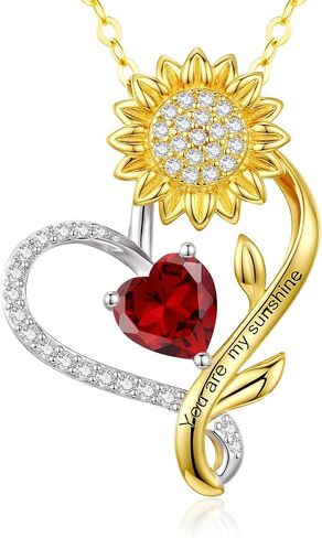 Rotatable Sunflowers Necklace Gifts for Women-18K Gold Plated Over Sterling Silver,Heart Design Jewelry Gift for Her,Girlfriend,Wife,Mom - Graduation, Anniversary,Friendship & Love in Saudi Arabia