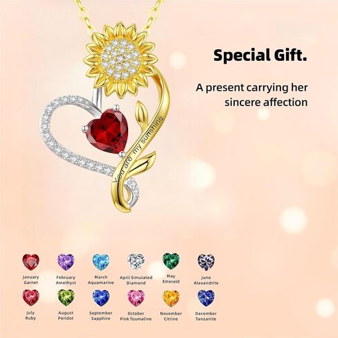 Rotatable Sunflowers Necklace Gifts for Women-18K Gold Plated Over Sterling Silver,Heart Design Jewelry Gift for Her,Girlfriend,Wife,Mom - Graduation, Anniversary,Friendship & Love in Saudi Arabia