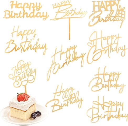 10 عبوات من أغطية كعكة عيد الميلاد السعيدة، أغطية كعكة أكريليك مرآة جانبية، أغطية كب كيك عيد ميلاد من الأكريليك الذهبي، أدوات تزيين الكيك بنفسك، مستلزمات حفلات أعياد الميلاد in Kuwait