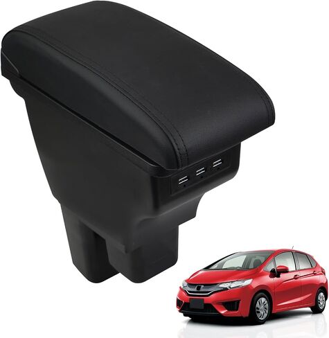Consoles Armrest Compatible with Honda Fit Jazz 2009-2013 Center Console Box with USB Charge Armrest Box Accessories Black in Saudi Arabia
