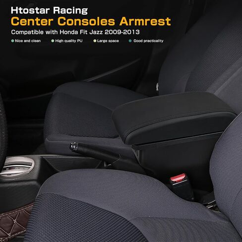 Consoles Armrest Compatible with Honda Fit Jazz 2009-2013 Center Console Box with USB Charge Armrest Box Accessories Black in Saudi Arabia