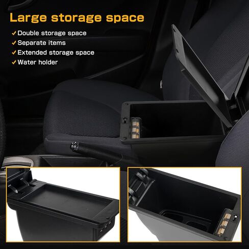 Consoles Armrest Compatible with Honda Fit Jazz 2009-2013 Center Console Box with USB Charge Armrest Box Accessories Black in Saudi Arabia