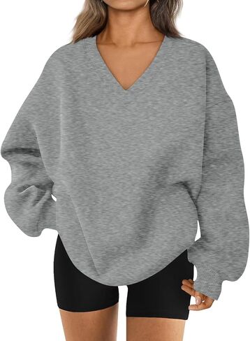 Plus Size Sweatshirts For Women V Neck Long Sleeve Sweatshirts Pullover Tops Oversized Cute Casual Plain Fall Outfits in Saudi Arabia