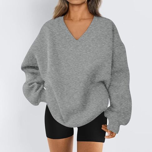 Plus Size Sweatshirts For Women V Neck Long Sleeve Sweatshirts Pullover Tops Oversized Cute Casual Plain Fall Outfits in Saudi Arabia