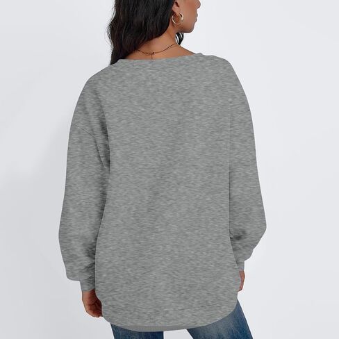 Plus Size Sweatshirts For Women V Neck Long Sleeve Sweatshirts Pullover Tops Oversized Cute Casual Plain Fall Outfits in Saudi Arabia